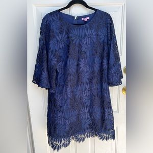 Lilly Pulitzer - Jackelin Romper True Navy Fern Gallery Lace size 14
